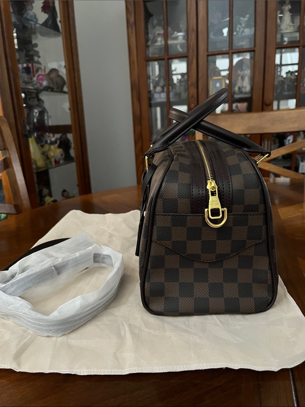 Chic Brown Damier Crossbody Top Handle Satchel Doctor Handbag! - Picture 2 of 7